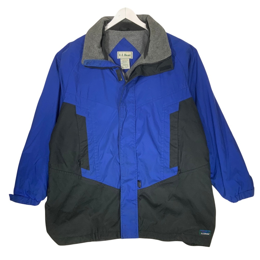 LL Bean Mens Tall XXL Blue Black Colorblock Fleece Lined Insulated Winter Parka
